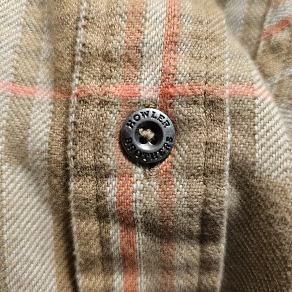 Howler Brothers Harker’s Flannel - Kempton Plaid Taupe - Men’s Medium - Picture 11 of 11